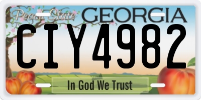 GA license plate CIY4982