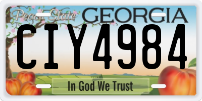 GA license plate CIY4984