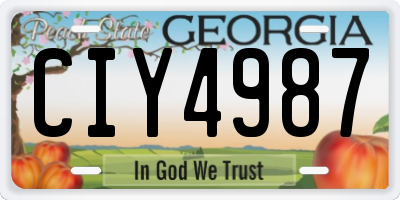 GA license plate CIY4987