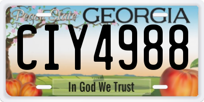 GA license plate CIY4988