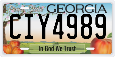 GA license plate CIY4989