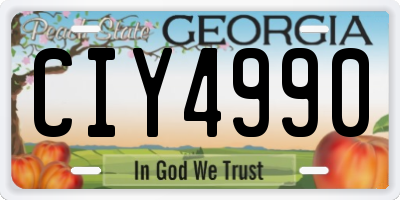 GA license plate CIY4990