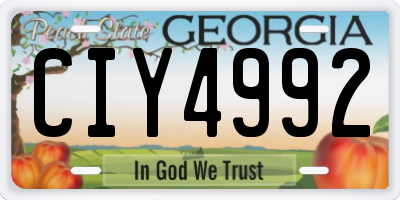 GA license plate CIY4992