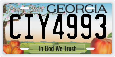 GA license plate CIY4993