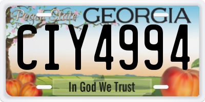 GA license plate CIY4994