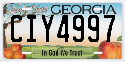 GA license plate CIY4997