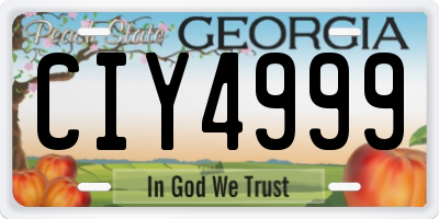 GA license plate CIY4999