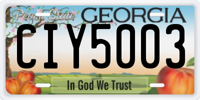 GA license plate CIY5003