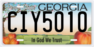 GA license plate CIY5010