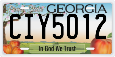 GA license plate CIY5012