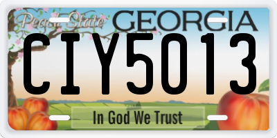 GA license plate CIY5013