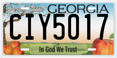 GA license plate CIY5017