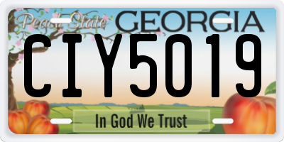 GA license plate CIY5019