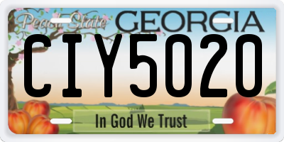 GA license plate CIY5020