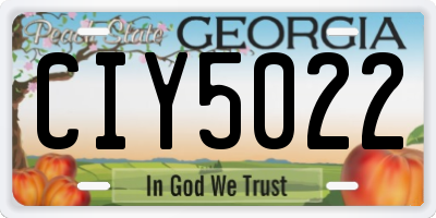 GA license plate CIY5022