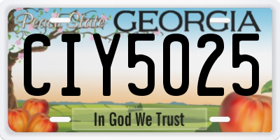 GA license plate CIY5025