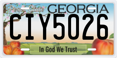 GA license plate CIY5026