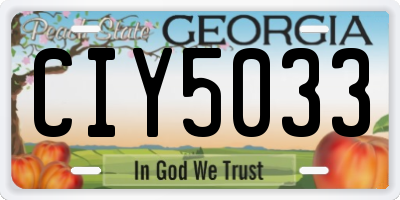 GA license plate CIY5033