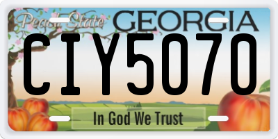 GA license plate CIY5070