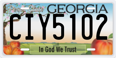 GA license plate CIY5102