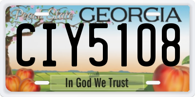 GA license plate CIY5108