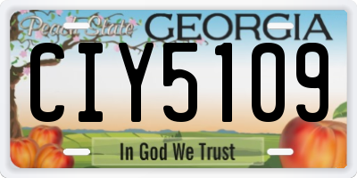 GA license plate CIY5109