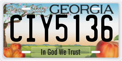 GA license plate CIY5136