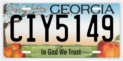 GA license plate CIY5149