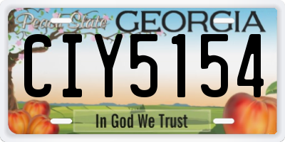GA license plate CIY5154