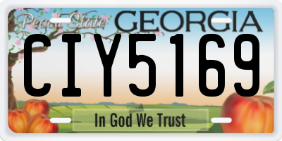 GA license plate CIY5169