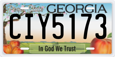 GA license plate CIY5173
