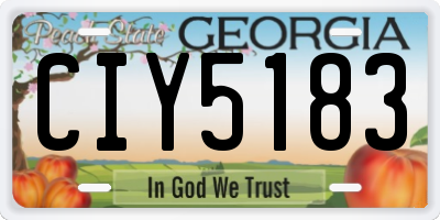 GA license plate CIY5183