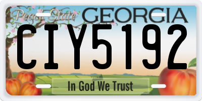 GA license plate CIY5192
