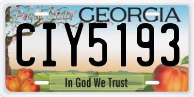 GA license plate CIY5193