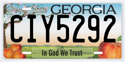 GA license plate CIY5292
