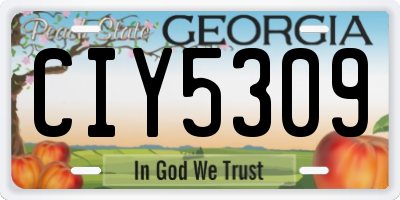 GA license plate CIY5309