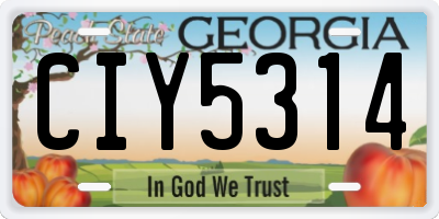 GA license plate CIY5314