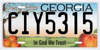 GA license plate CIY5315