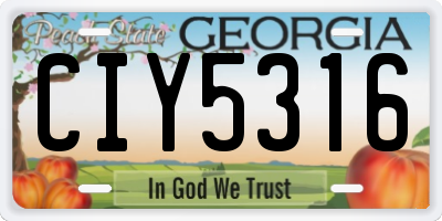 GA license plate CIY5316