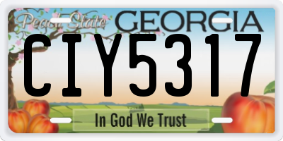 GA license plate CIY5317