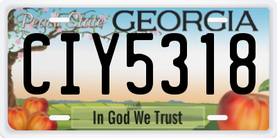 GA license plate CIY5318