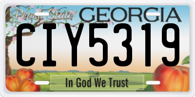 GA license plate CIY5319