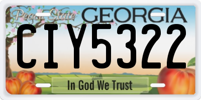 GA license plate CIY5322