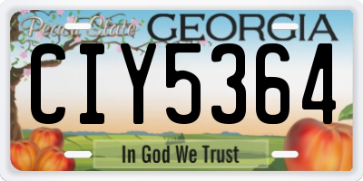 GA license plate CIY5364