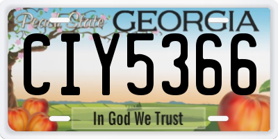 GA license plate CIY5366