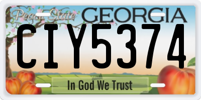 GA license plate CIY5374