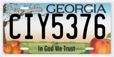 GA license plate CIY5376