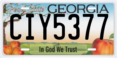 GA license plate CIY5377