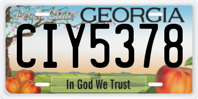 GA license plate CIY5378
