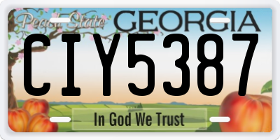 GA license plate CIY5387
